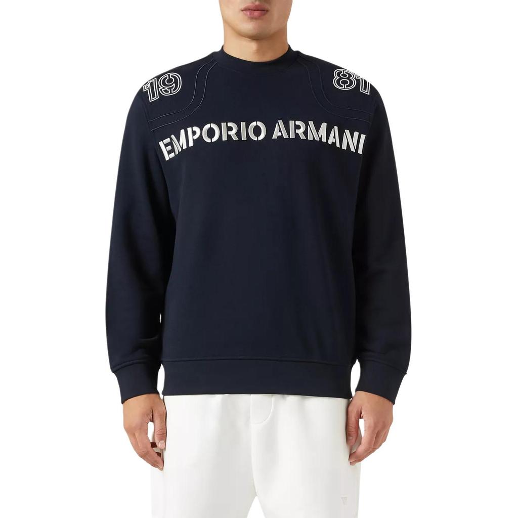 Emporio Armani Round Neck Logo Embroidered Long Sleeve Sweatshirt Men sweatshirt Navy-Blue 6R1ME3-1JWPZ-0920