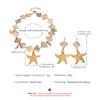 Boho Ocean Style Starfish Pendant Necklace and Drop Earring Set Irregular Natural Shell Beads Sea Animal Charms Women Beach Vacation Matching Jewelry
