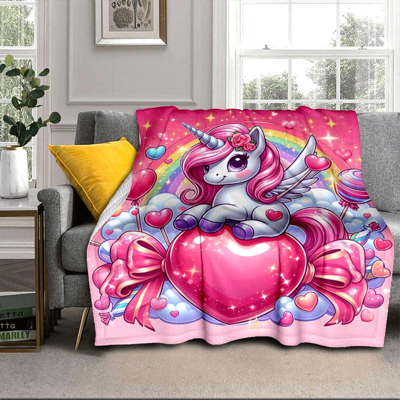Rainbow Unicorns Garden Blanket Flannel Blanket for bed, sofa, Camping, Hiking, Picnic Essentials, gift for family Fan gifts
