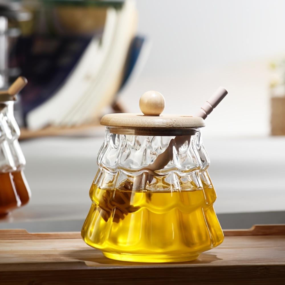 Clear Honey Container with Lid Syrup Storage Box Exquisite Tree Shape Honey Jar  Bar Counter