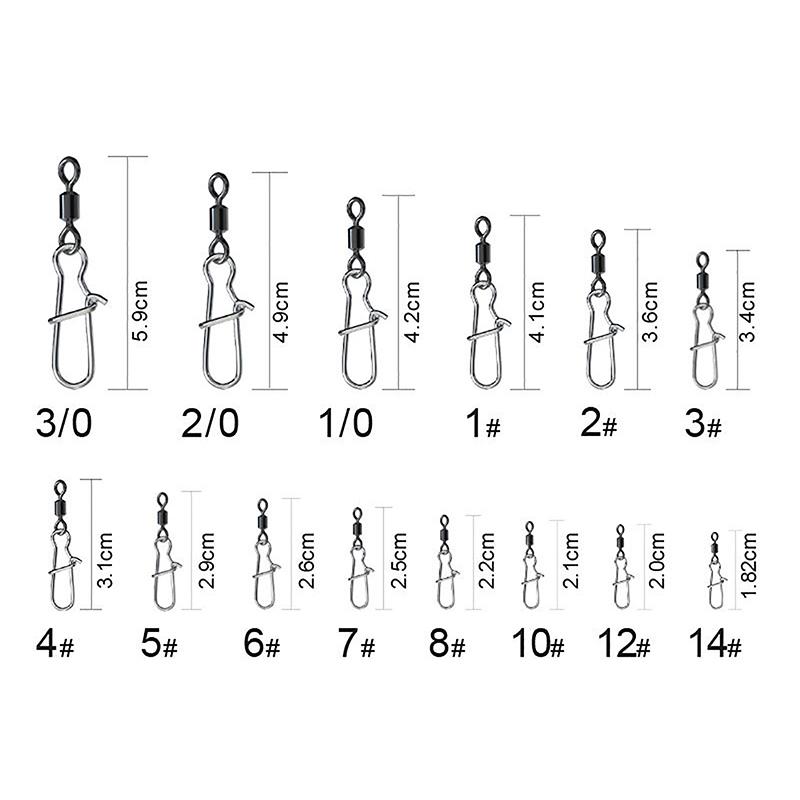 100 Buc/Cutie Conector Pescuit Inox Pin 4# 6# 8#10#12# Vârtel Rulant cu Rulment cu Agrafă Accesorii Momeală Cârlig de Pescuit