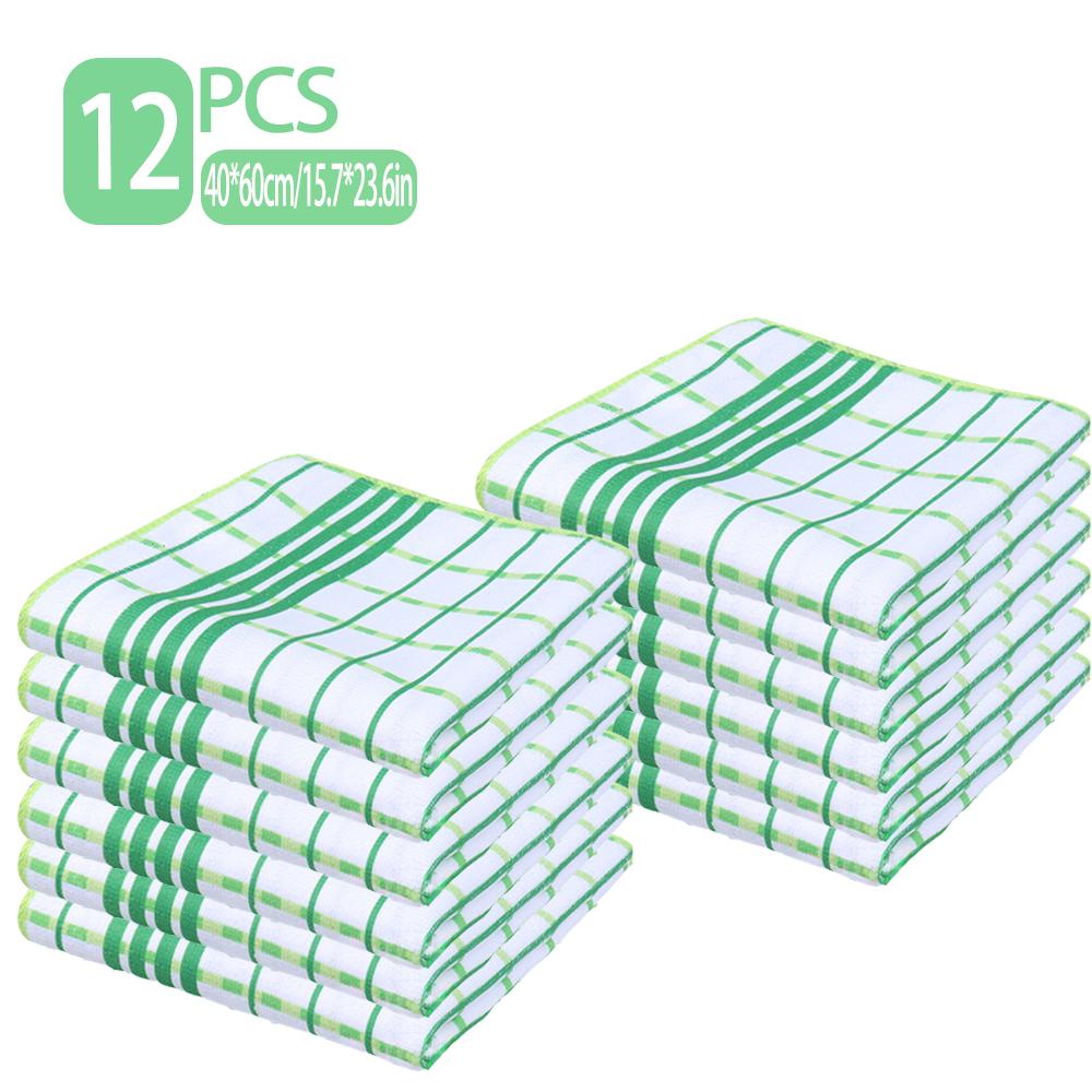 Checkered Kitchen Absorbent Cleaning Cloths, 6/12 Set, Household Dishcloths and Tablecloths, Easy-to-clean Household Cloths.