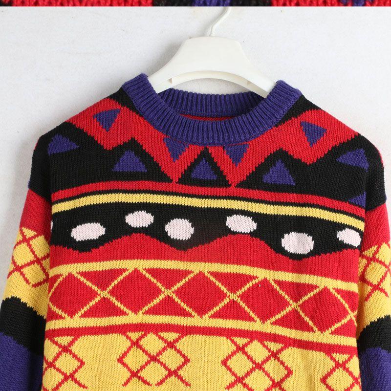 Autumn and Winter New Arrival Export European and American Women's Clothing Children's Fun Retro Cotton and Linen Fabric Unisex Wear Sweater Thick