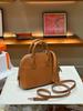 Mini Bowling Goat Grain Cowhide Leather Shoulder Bag