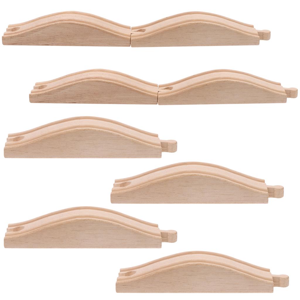 4Pcs Wood Train Track Expansion Packs Rollings Hills Ascending Wooden Train Track Pieces Wooden Train Track Train Bridge Pier Tr
