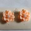 Double Layer Petal Imitation Pearl Flower Stud Earrings for Women Wedding Party White Pink Yellow Acrylic Ear Jewelry
