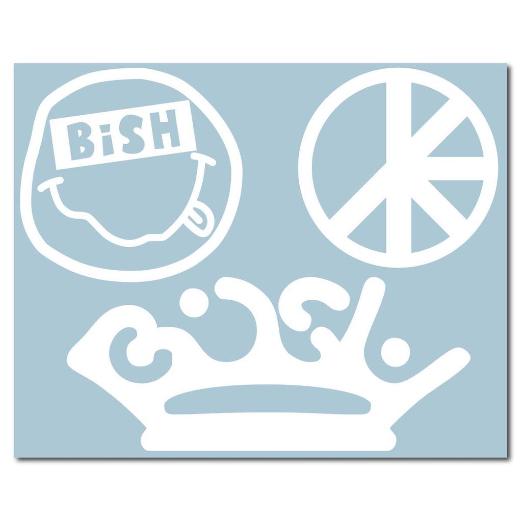 Only the image Sticker S White 069W remains. "BiSH"