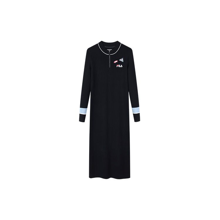 FILA Fleece Zip-Up Knit Long Sleeve Dress Women dresses Legendary-Blue F51W148301F-NV M