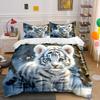 White Tiger Art Decor Set Soft Comfortable Duvet Cover Bedding Set Included 1*Duvet Cover & 2*Pillowcases, Gift