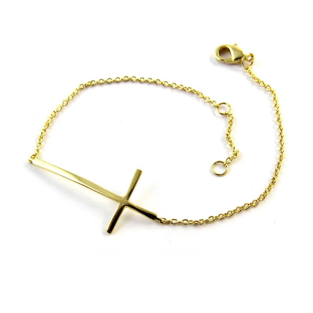 Les Trésors De Lily [N5370] - Gold Plated 'Cross' Bracelet