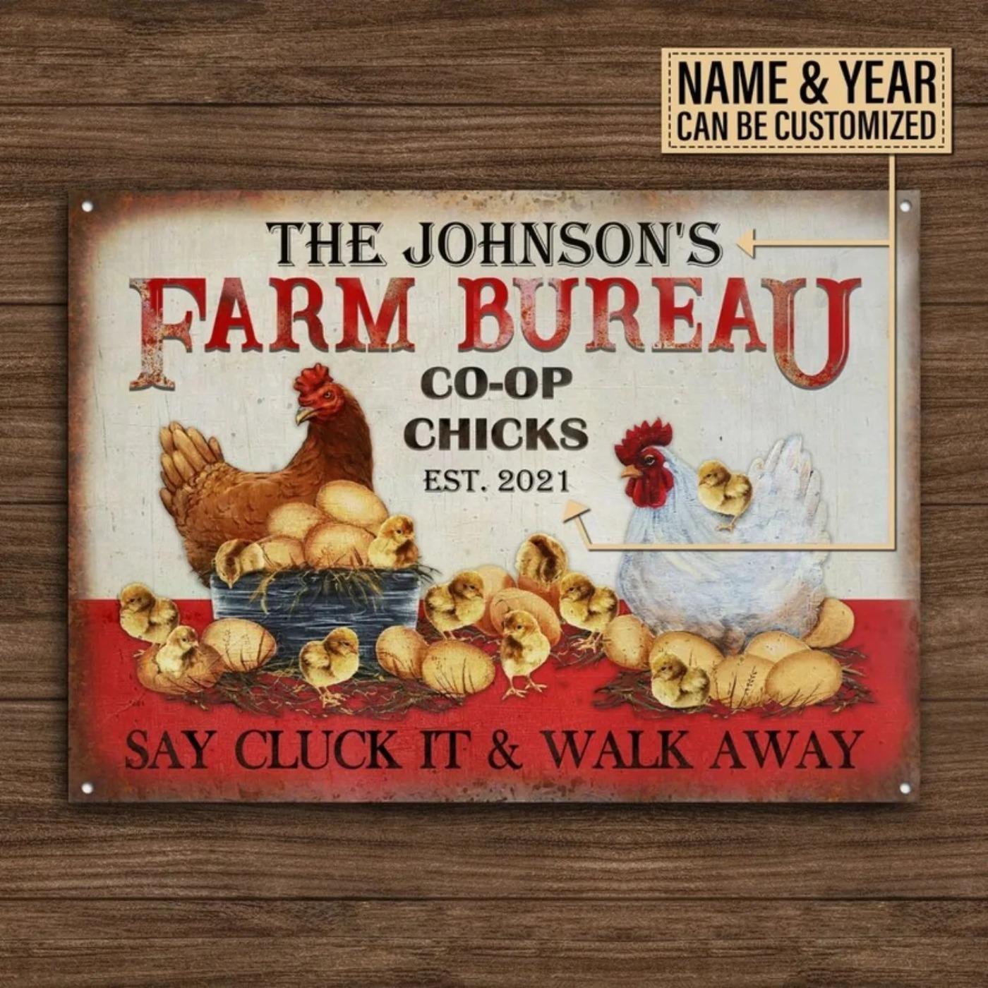 Classic Metal Sign Chicken Coop Farm Decor Custom белый