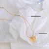 French-Style Peach Love Heart Pendant Necklace, 18K Gold Titanium Steel Clavicle Chain