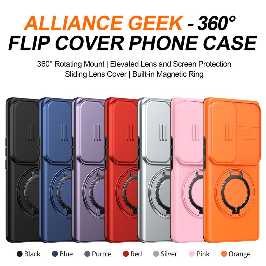 Sliding Camera Lens Cover Armor Phone Case For VIVO V40 V2348 V40Pro V2347 V50 5G V2427 Metal Ring Stand Holder Shockproof Shell