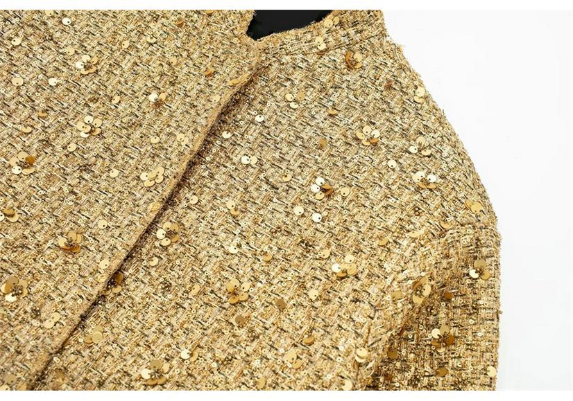 Elegante Chaqueta de Mujer para Otoño/Invierno con Lentejuelas y Cuentas: Diseño de Nicho de Moda Transfronteriza