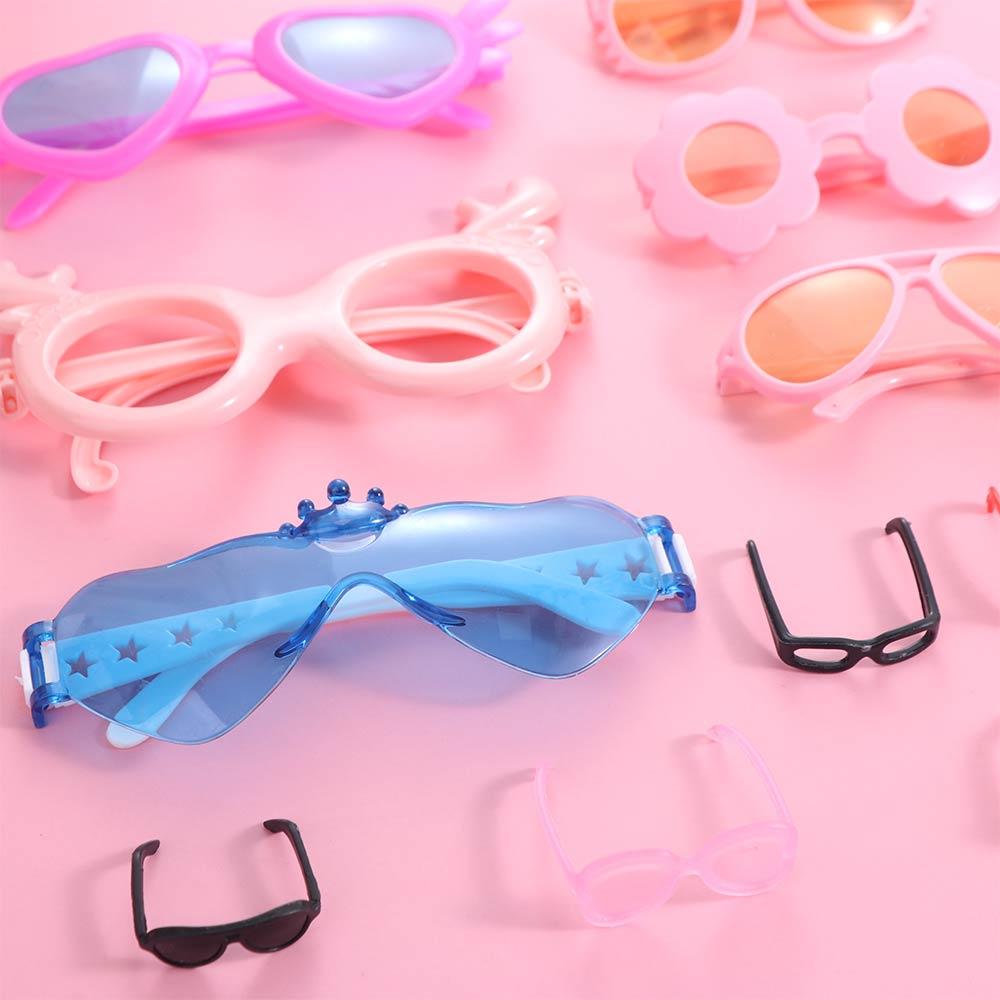 2pcs/set Round Frame Retro Cool Doll Glasses Doll Sunglass Mini Plastic Glasses for Doll  Kids Toy