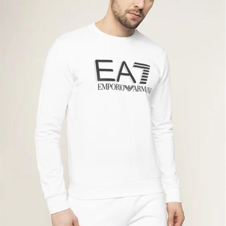 Emporio Armani Logo Letter Print Pullover Long Sleeve Sweatshirt Men sweatshirt White 3HPM60-PJ05Z-1100