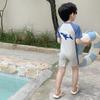 Boys' Cute Shark Short-Sleeve Sun Protection Swimsuit - Quick-Dry Beach Outfit for Summer