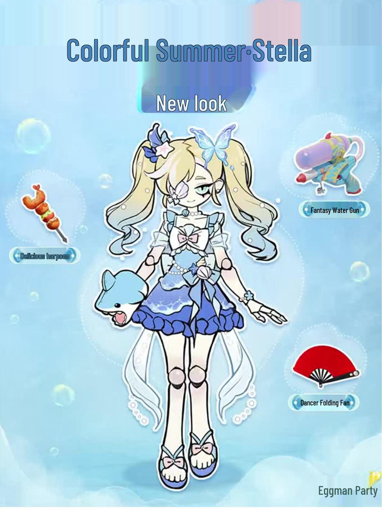 

Красочный летний костюм Стеллы: Аниме Косплей Полный Комплект Вечеринка Яиц 150cm