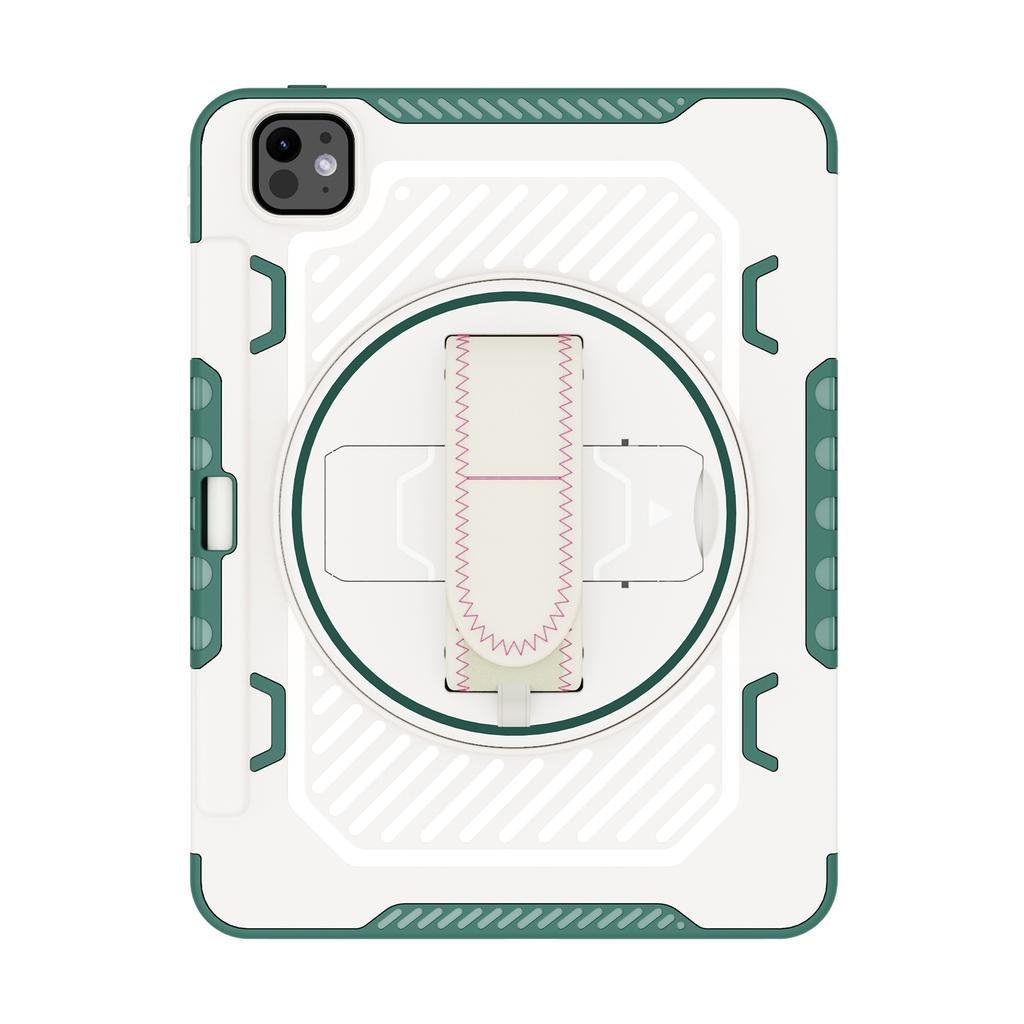 For iPad Pro 11 (2025)/11 (2024) Case Kickstand PC + TPU Shockproof Tablet Cover with Hand Strap/Pen Slot