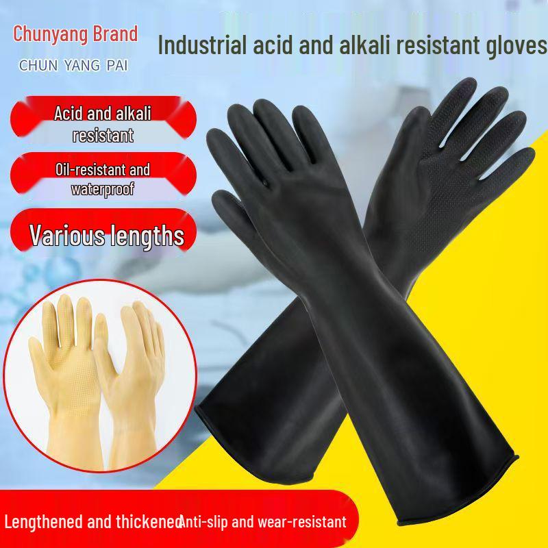 Chunyang Langärmelige Verdickte Gummihandschuhe - Wasserdicht, Öl-, Säure- & Laugebeständig, 35-60cm