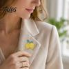 Fruit Shaped Jewelry Double Lemon Rhinestone Brooch Pin, Yellow Lapel Pin for Women Sparkling Men, Alloy Badge Suit Jackets and Bags Daily Outfit