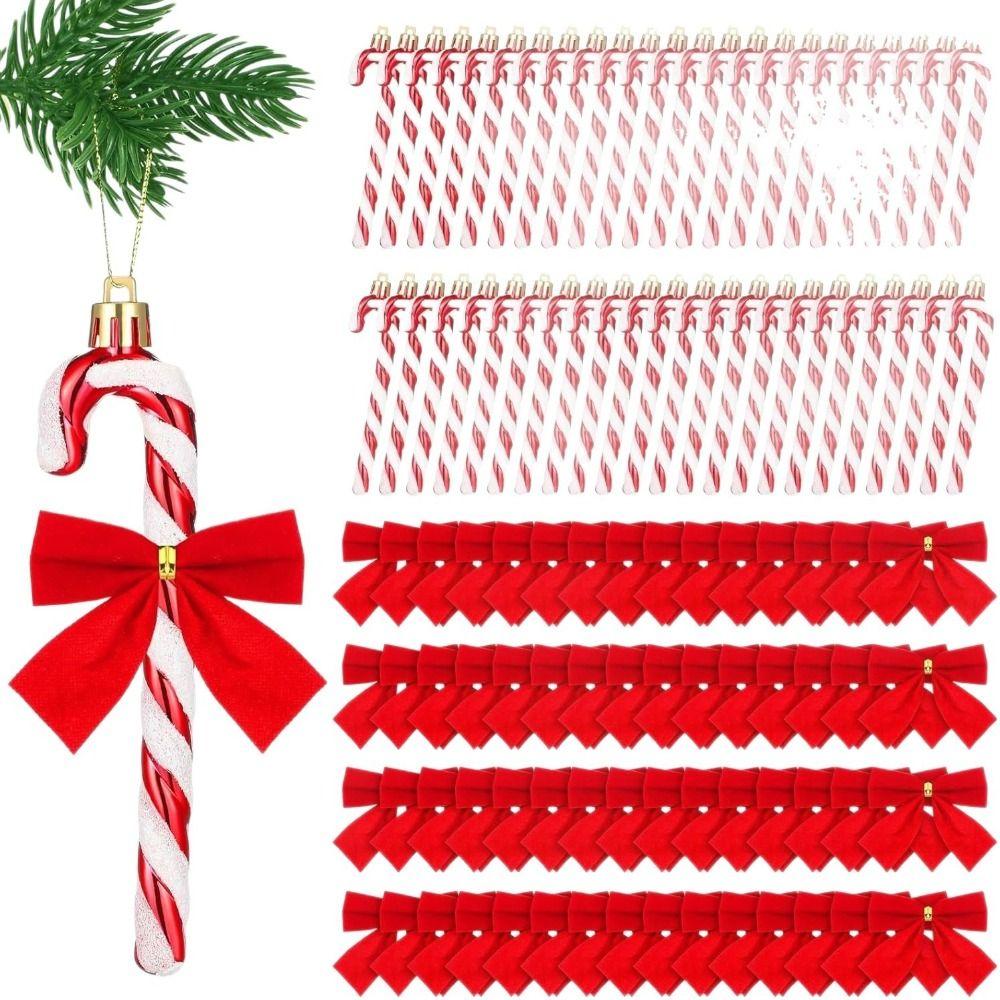 Glitter Christmas Tree Decorations Bows DIY Ornaments Christmas Party Decor Bowknot Design Hanging Decorations Kids Decoration
