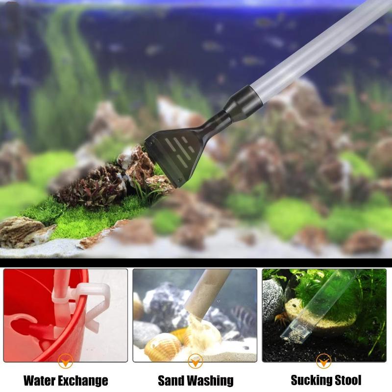Press-Type Siphon Pump Fish Tank Water Changer Kit Adjustable Water Flow Sand Cleaner Aquarium Gravel Cleaner With Glass Scraper