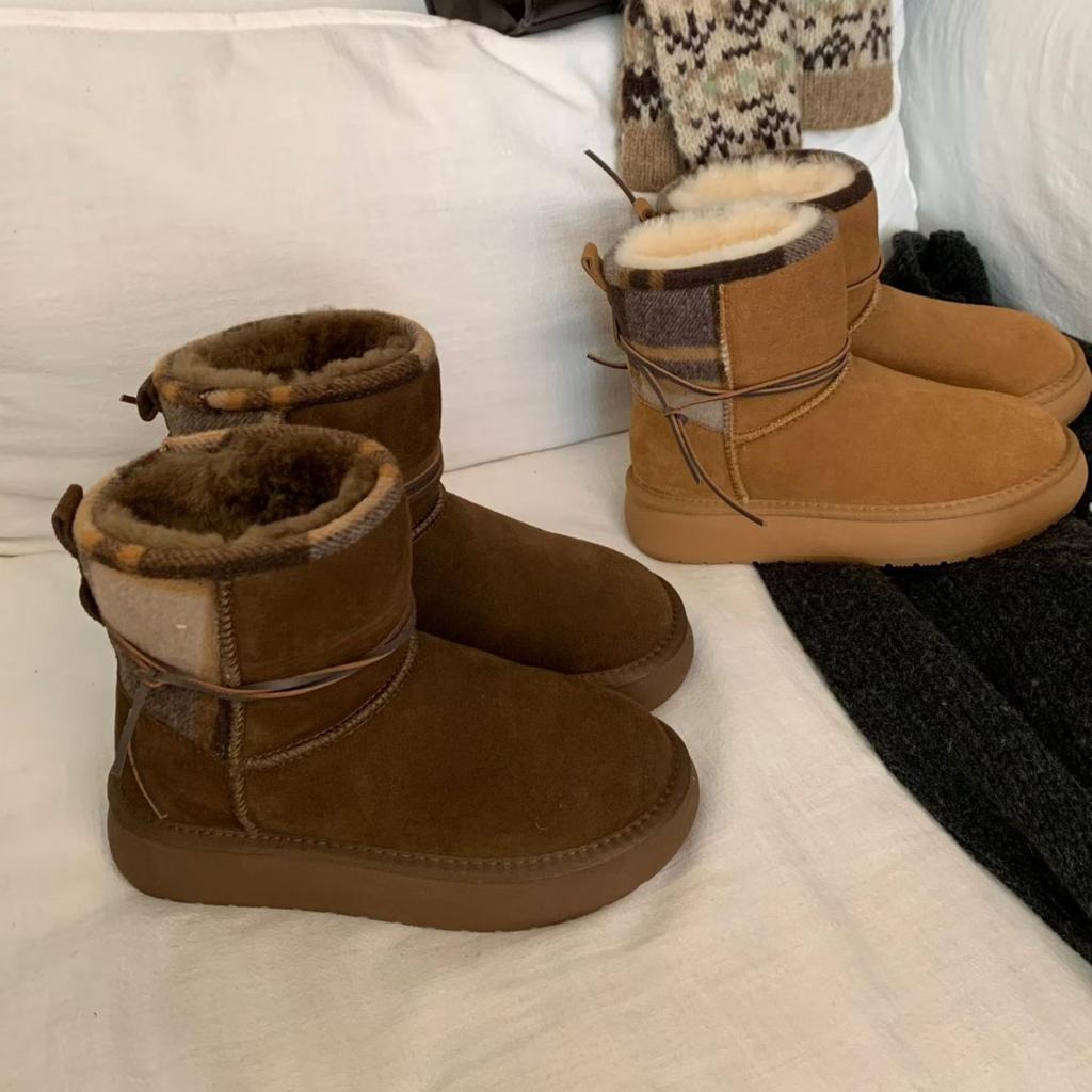 Snow boots women's 2025 new winter velvet thick-soled warm cotton shoes non-slip fluffy women's boots