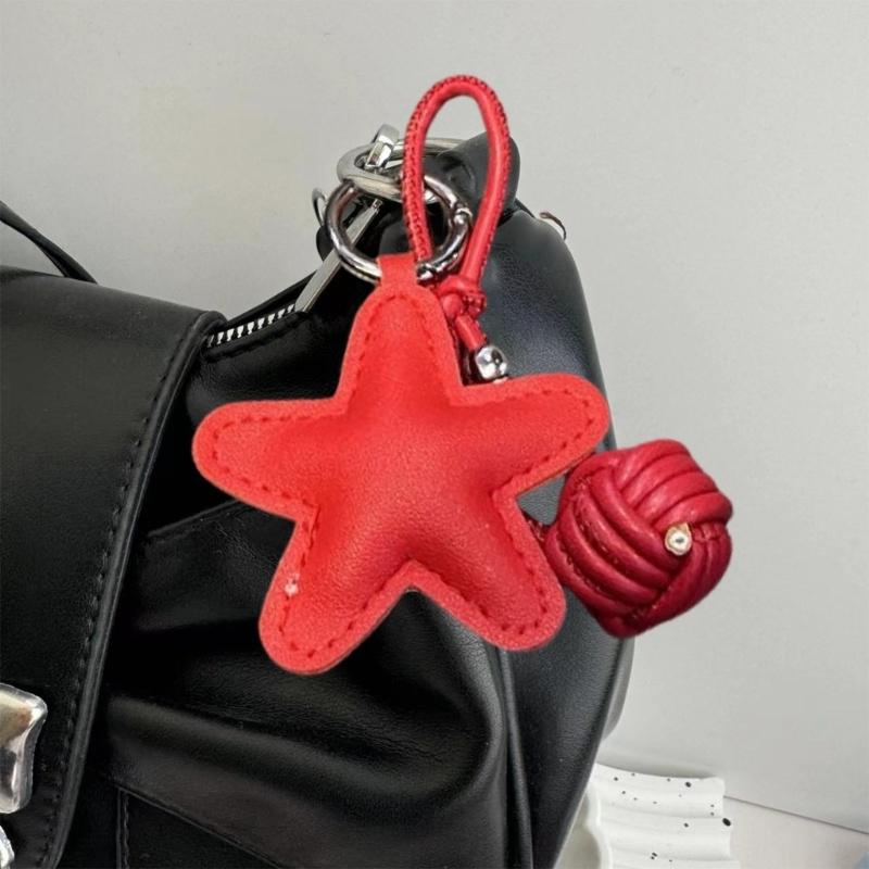 Handcraft Star Shape Keychain Accessory Hanging Pendant Stylish Faux Leather Designing Keyring for Bags and Keys