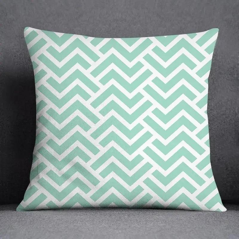 Office Living Room Home Pillowcase Geometric Dark Green Leaf Pillowcase Car Ornaments