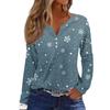 Women's Fashion Casual V-Neck Long Sleeve Christmas Printed T-Shirt Top