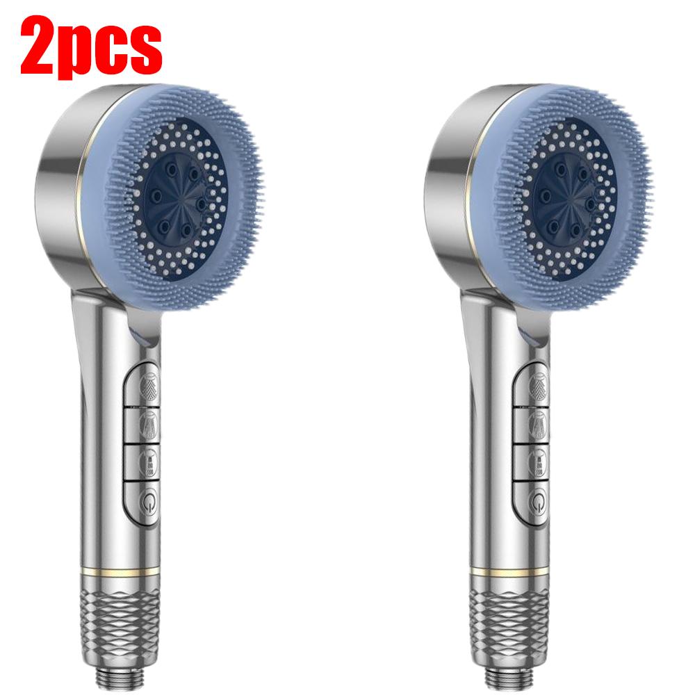 4 Modes Massage Brush Shower Head Large Flow High Pressure Water Saving Handheld Showerhead One-Key Stop Water Shower Nozzle