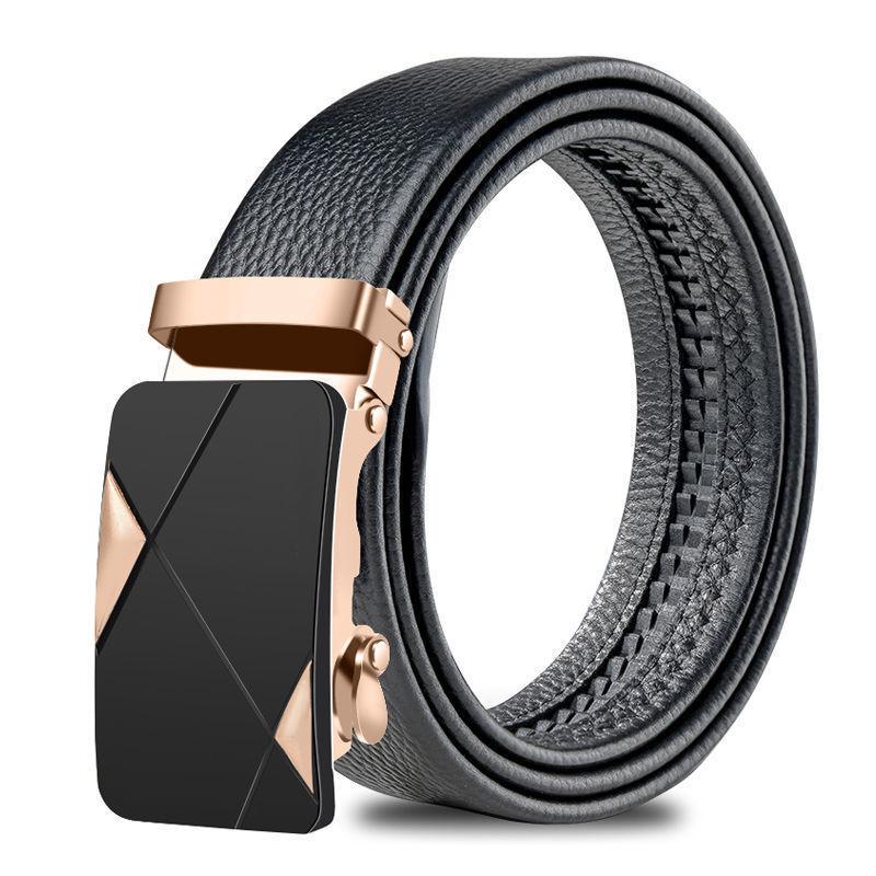 Men'S Belt Men'S Soft Leather Automatic Buckle Student Belt Middle-Aged And Young Leisure Business Belt Trendy Leather