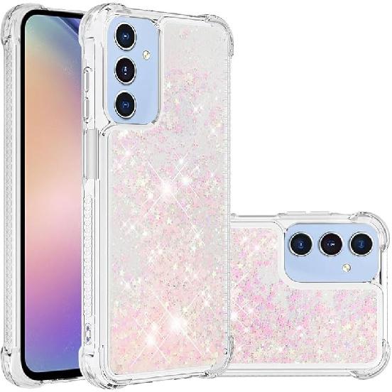 Case for Samsung Galaxy A15 5G, Glitter TPU Cover Clear Flowing Quicksand with Anti-Fall Bumper Corner Shockproof Protection Women Girly Case for
