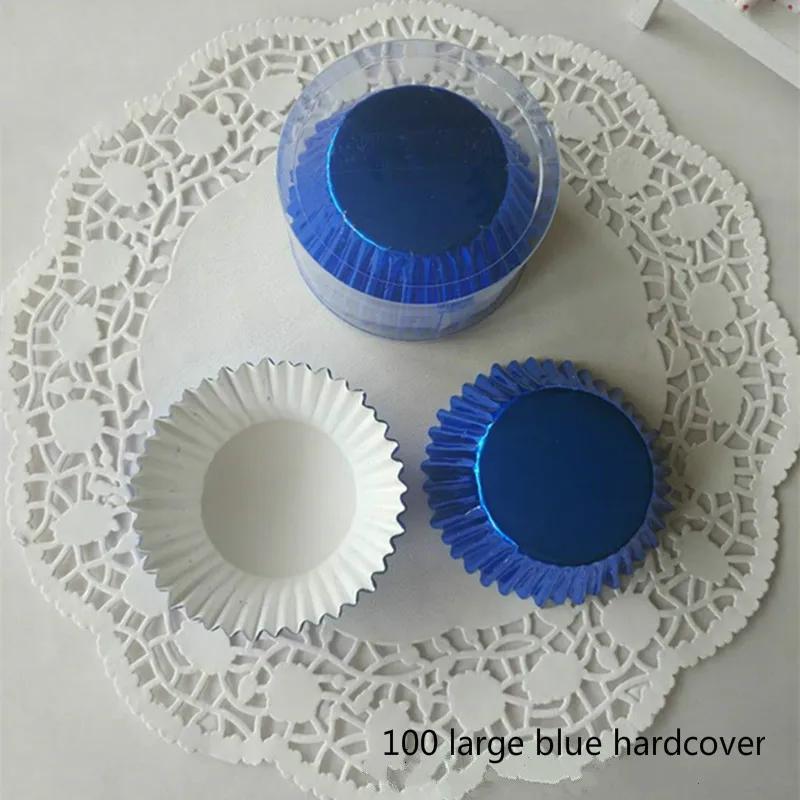 Golden thick aluminum pomfin cake paper cups PVC boxed paper tray for baking 100 pcs