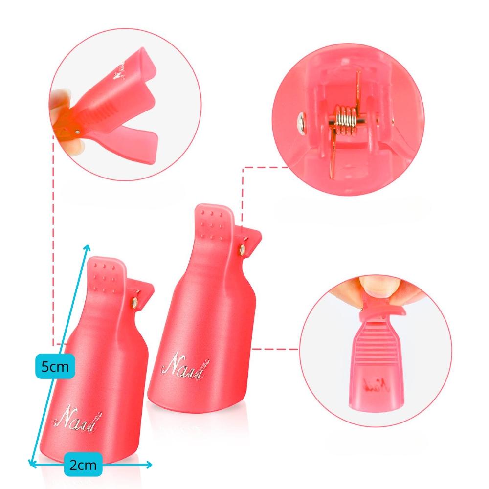 Set of 10 nail clips for removing hybrids, gel varnish, red