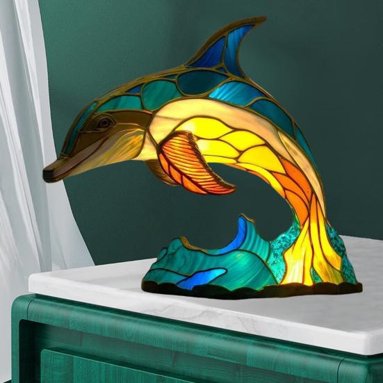 Painted Resin Animal Table Lamp Wild Animal Sculpture Stained Resin Lamp Colorful Night Light Decoration for Bedroom Living Room Christmas Gifts