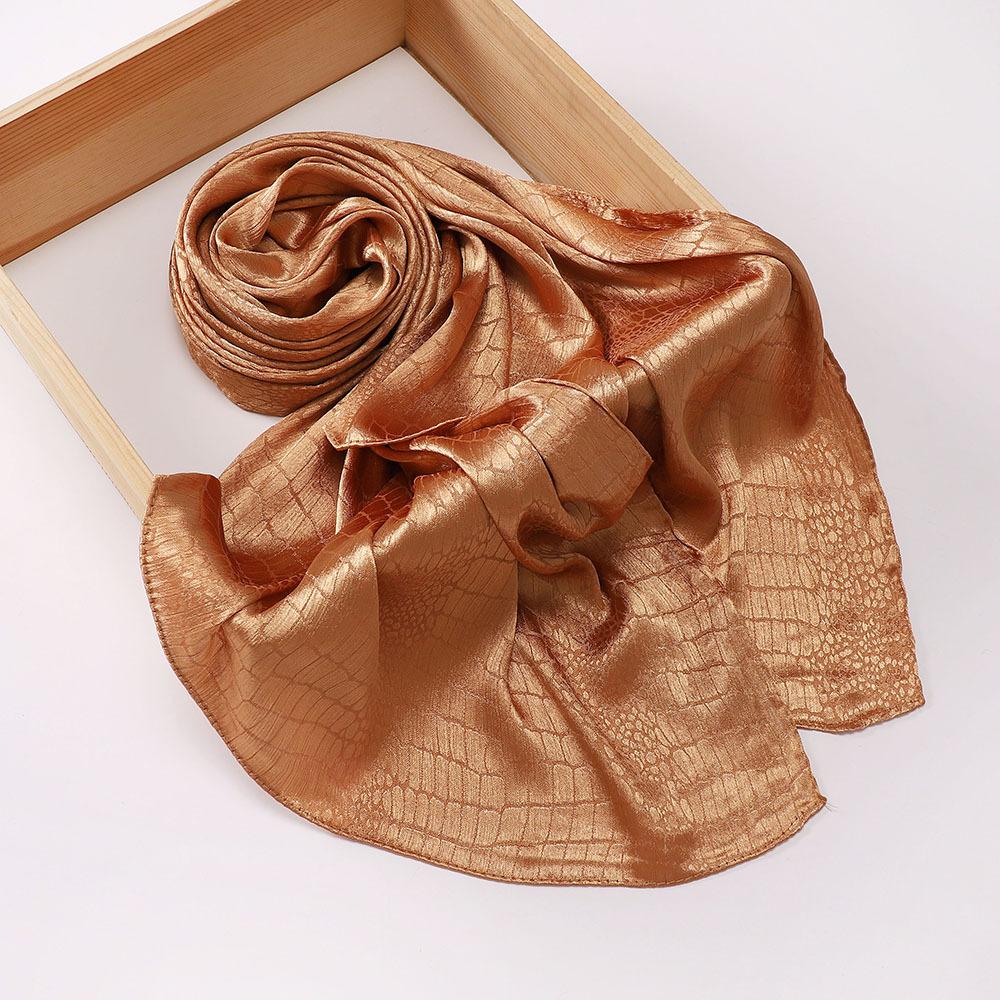 70*170CM Malaysia New Simulation Silk Silk Satin Jacquard Crocodile Pattern Long Scarf Women Shawl Wrap Head Cover