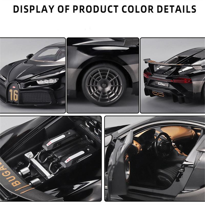 1/18 Bugatti Chiron PUR SPORT Alloy Sports Model Diecasts Metal Racing Super Car Model Simulation Sound and Light Kids Toys Gift