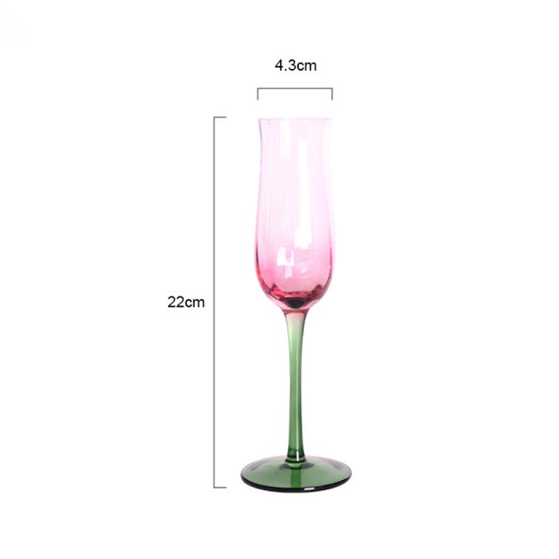 Flowers Vertical Goblet High Value Pink Blue Gradient Champagne Cup Red Wine Glass Dessert Cold Water Cocktail Glass Cup
