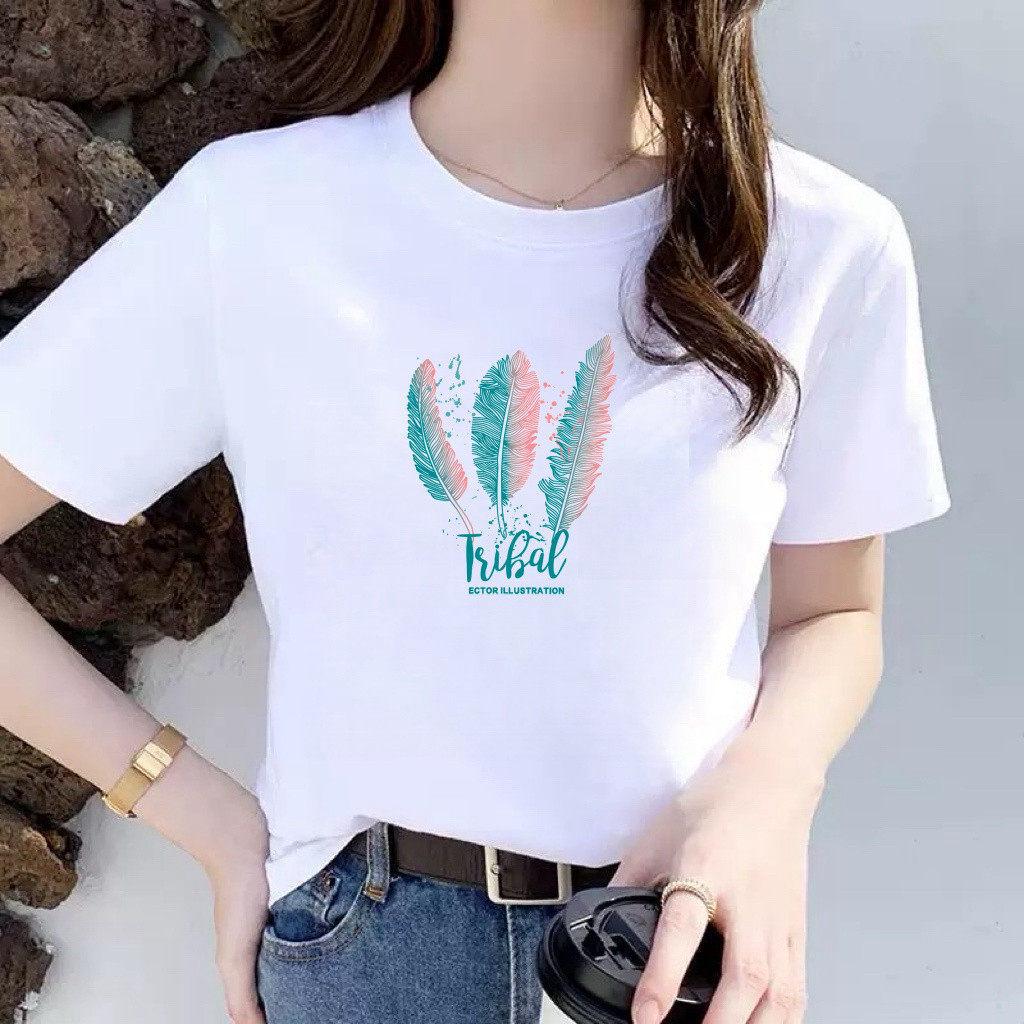 

Summer Casual Loose-Fit Women s Short Sleeve Round Neck Printed T-Shirt - Stylish and Comfortable for All Ages Large