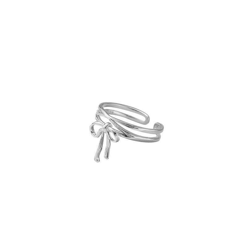 Bow Ring, Female Gentle and Sweet Open Ring Niche Design Index Finger Ring Gift for Girlfriend