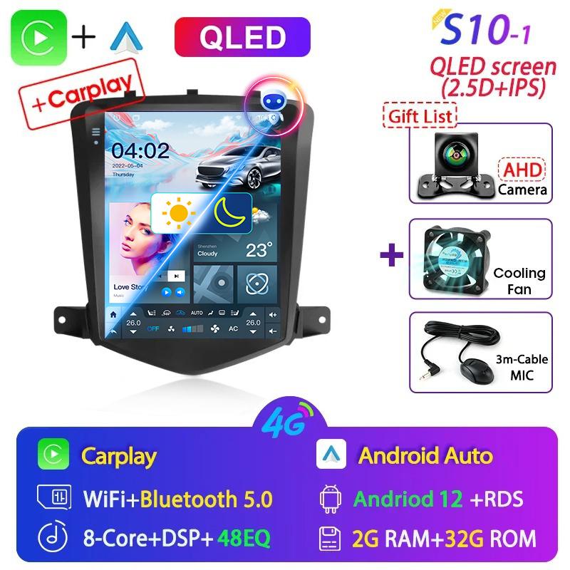 9.7" Android 12 Carplay Car Radio for Chevrolet Cruze J300 2008 - 2012 Multimedia Player 2 Din GPS Stereo DVD Head Unit