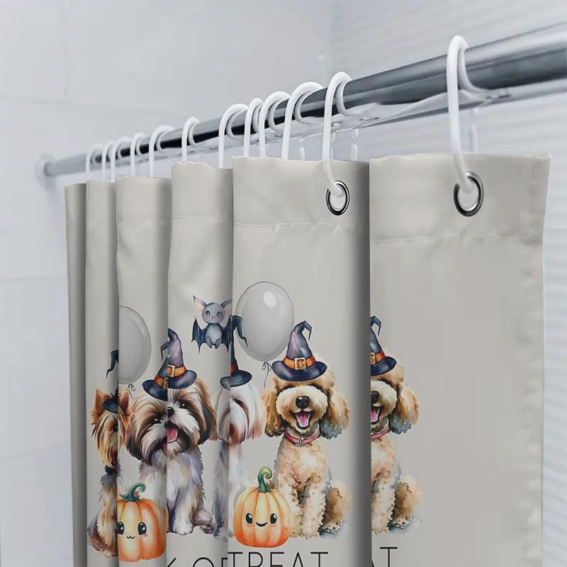 Halloween Dog Bath Curtain Spooky Puppy Shower Curtain Cute Pet Halloween Decor Festive Fall Home Decor Holiday Party Supplies