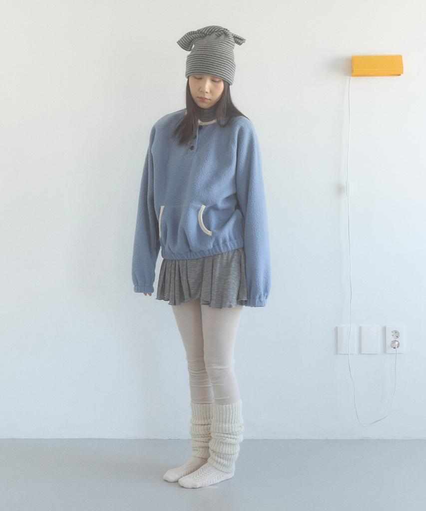 FUNFROMFUN Knotted Beanie, Grey+Ivory