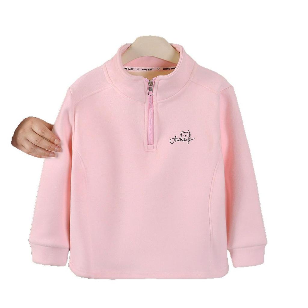 Girls' Autumn/Winter Casual Half-High Collar Sweatshirt - Fashionable Half-Zip Base Layer Top