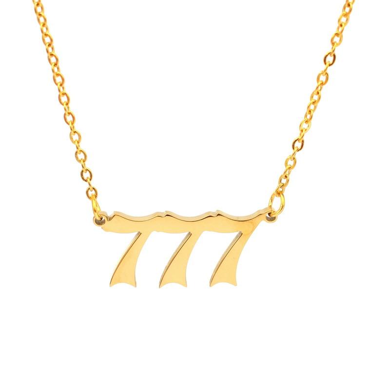 Statement Angel Number 7 Gold Pendent Chain Necklace Choker For Women Summer Stainless Steel Girl Necklace Fashion Jewelry