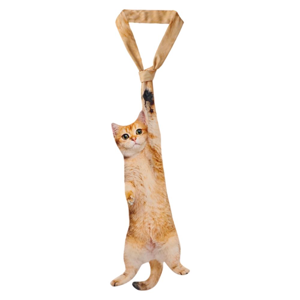 3D Cat Cat-shaped Unisex's Tie Animal Pattern Novelty Kitten Necktie Lifelike Satin Fabric Creative Neck Tie For Party Wedding