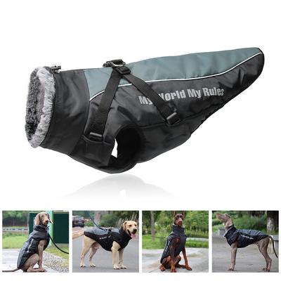 Dog Clothes For Medium Big Dogs Winter Warm Cozy Waterproof Outdoor Camping Jacket Coat High Neck Adjustable Harness Waistcoat
