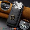 Ring Magnetic Leather Flip Wallet Card Holder Phone Case For iPhone 18 Pro Max 17 Air 17E 16E 16 Plus 15 14 13 12 Purse Cover